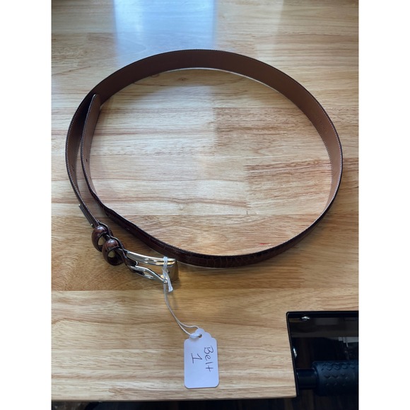 Polo Ralph Lauren Other - Polo Ralph Lauren Mens Croc Embossed Leather Belt Silver Buckle Brown Size 40